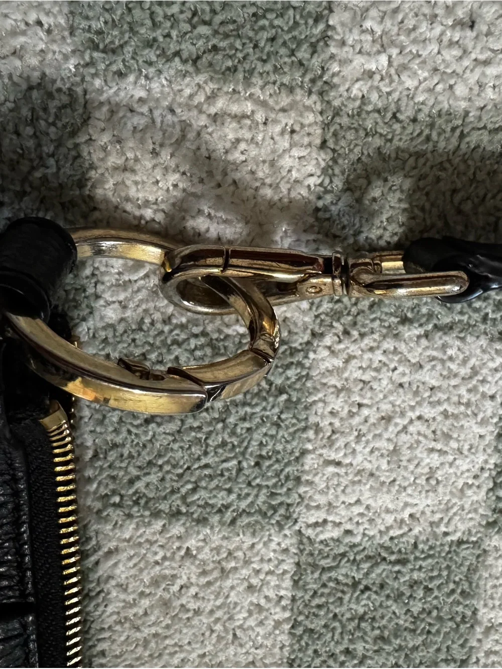 Michael Kors Black Pebbled Leather Shoulder Bag with Gold-Tone MK Charm
